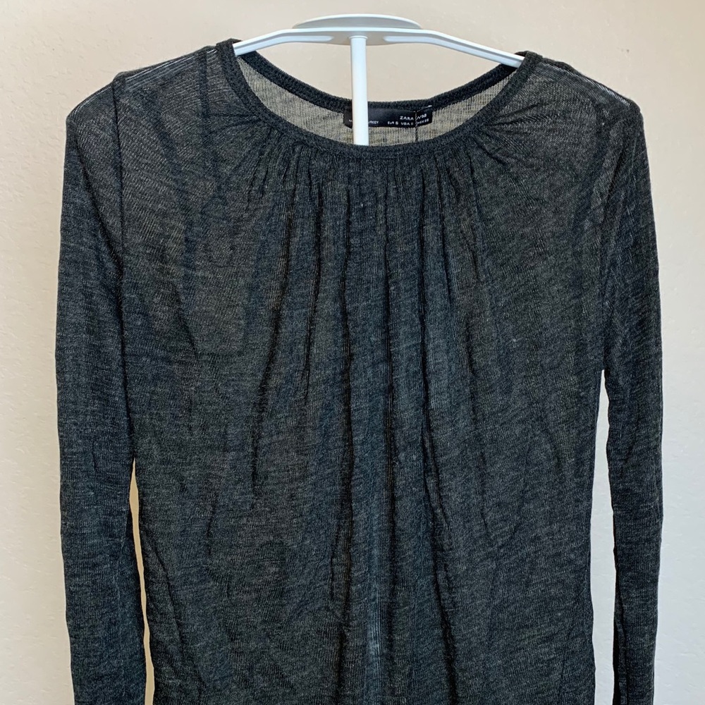 NWT ZARA Long sleeve Top W/B collection Black S